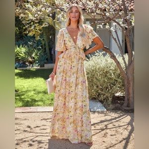 Sanae Floral Ruffle Cutout Maxi Dress